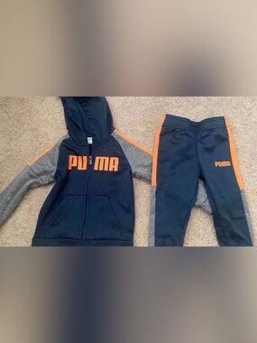 2T Puma Navy and Orange Kids' Hoodie & Joggers Set